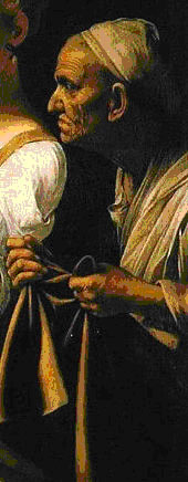 Caravaggio, Judith and Holofernes,
                                detail of the maid